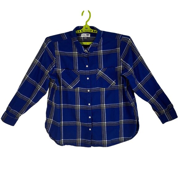 Old Navy Blue Plaid Classic Button-Up Shirt Size XXL Heritage Casual Workwear - Picture 1 of 8